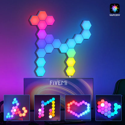 20/12/8/3Packs Hexagon Lights Wall RGB Panel Smart APP Hexagonal Modular Gaming Lights Night  Music Sync Honeycomb Light Bedroom