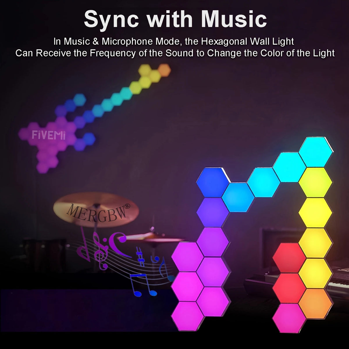 20/12/8/3Packs Hexagon Lights Wall RGB Panel Smart APP Hexagonal Modular Gaming Lights Night  Music Sync Honeycomb Light Bedroom