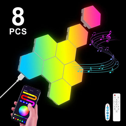 20/12/8/3Packs Hexagon Lights Wall RGB Panel Smart APP Hexagonal Modular Gaming Lights Night  Music Sync Honeycomb Light Bedroom